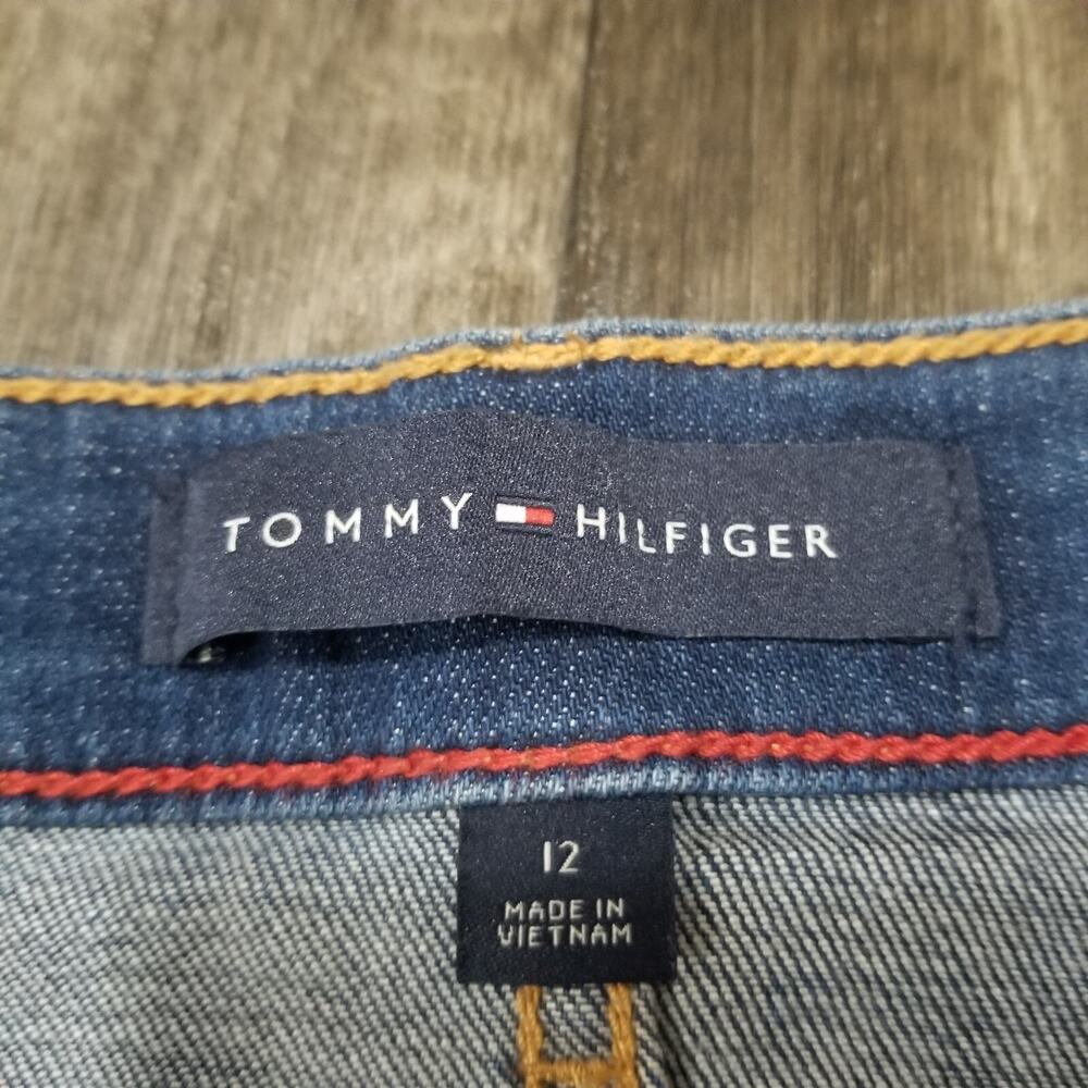 Tommy Hilfiger Womens Jean Skirt 12 Denim Y2K Mini Short Zipper Medium Wash - Picture 8 of 12